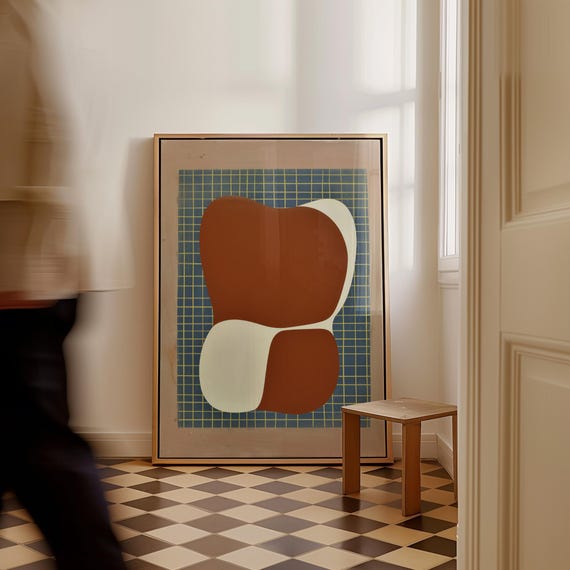 Mid Century Modern Art Print: Terracotta Cream Geometric Design - Etsy