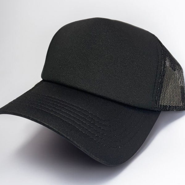 Any Custom DJ Logo Black Trucker Hat - Custom Black Trucker Snapback with Your Choice of DJ Logo - Rave EDM Hat