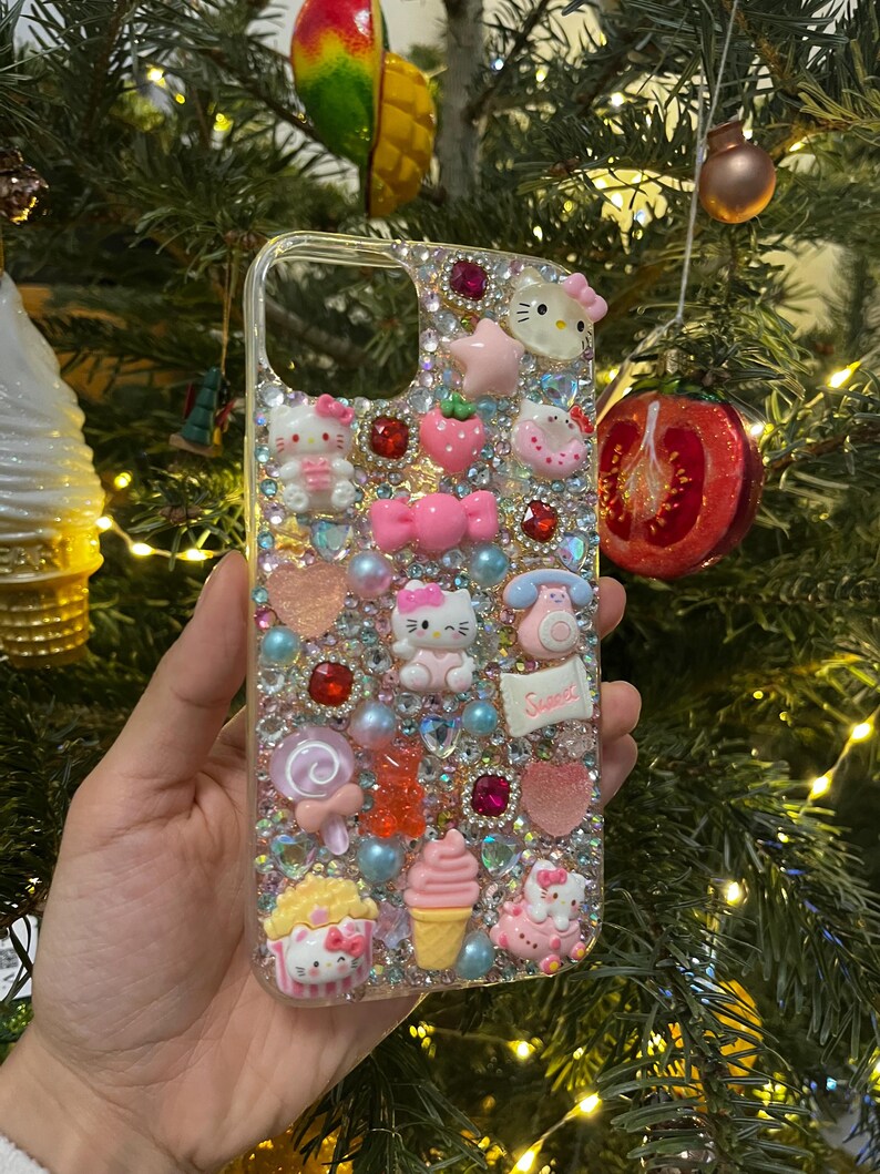 Funda para iPhone 15/14+ Hello Kitty Precio especial de liquidación por exceso de inventario – Funda para teléfono Kawaii Deco imagen 9
