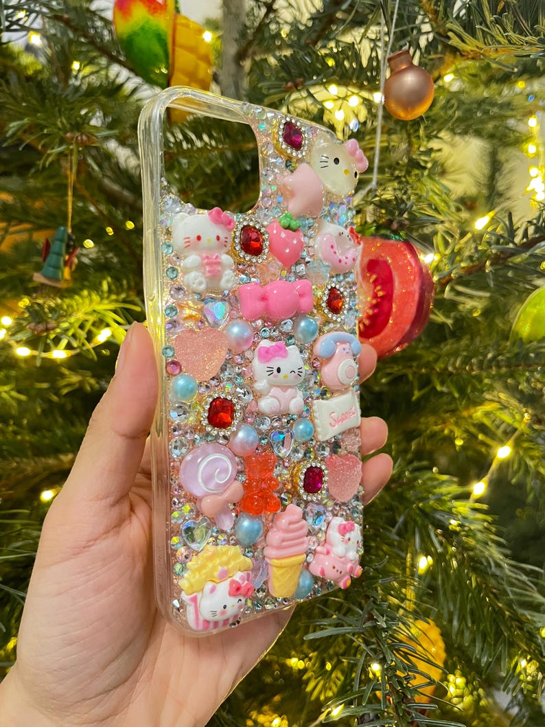 Funda para iPhone 15/14+ Hello Kitty Precio especial de liquidación por exceso de inventario – Funda para teléfono Kawaii Deco imagen 6
