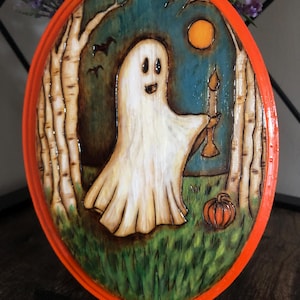Wood Burned Ghost Art: Haunted Forest Pyrography Painting