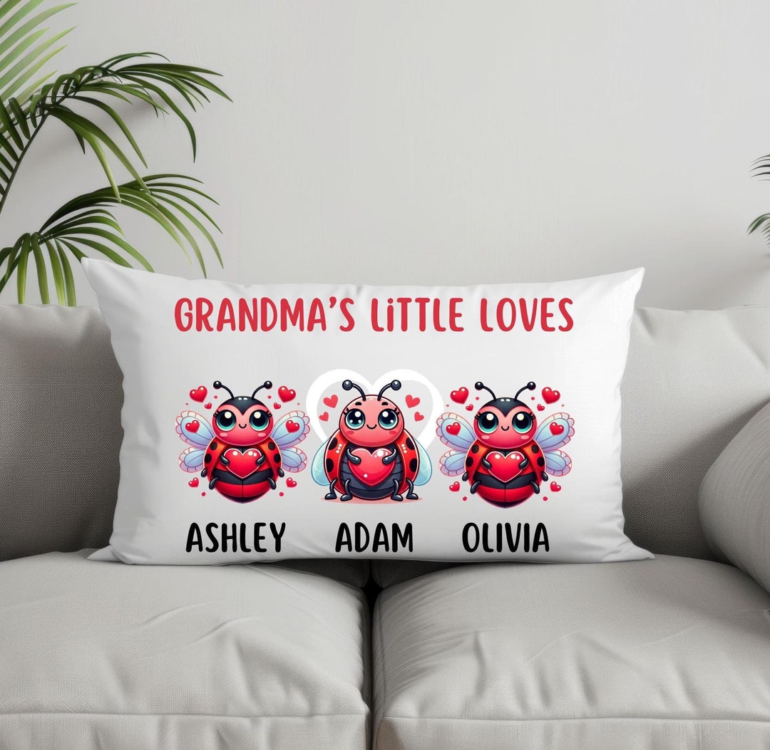 Grandma's Love Bugs - Gift For Grandma, Personalized Pillow