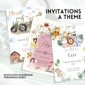 Invitation numérique personnalisable - à thème enfant ferme fée fraises - sur mesure