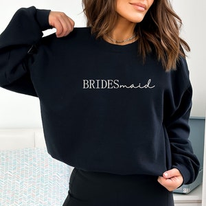 Embroidered Bridesmaid Crewneck, Custom Maid of Honor Sweatshirt, Bridesmaid Sweatshirt, Gift for Bridesmaid, Moh, Proposal, Women 200
