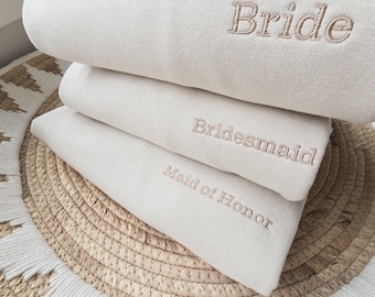 Embroidered Maid of Honor Crewneck, Bride Sweatshirt, Maid of Honor Sweatshirt, Bridesmaid Gift, Bridesmaid, Bride Crewneck, B1, B2, B3, X47