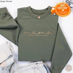 Embroidered Personalized Mama Sweatshirt, Mother's Day Gift, New Mom Gift, Minimalist Cool Mom Sweater Mom Christmas Gift X44