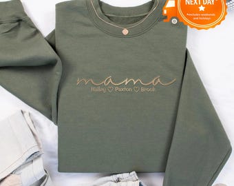 Embroidered Personalized Mama Sweatshirt, Mother's Day Gift, New Mom Gift, Minimalist Cool Mom Sweater Mom Christmas Gift X44