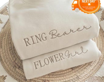 Embroidered Ring Bearer Crewneck, Flower Girl Sweatshirt, Maid of Honor Sweatshirt, Bridesmaid Gift, Bridesmaid, Bride Crewneck B12, B13