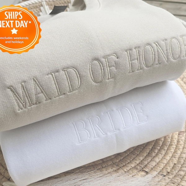 Embroidered Maid of Honor Crewneck, Custom Maid of Honor Sweatshirt, Bridesmaid Gift, Bridesmaid Gift for Maid of Honor, W212,213,214,220