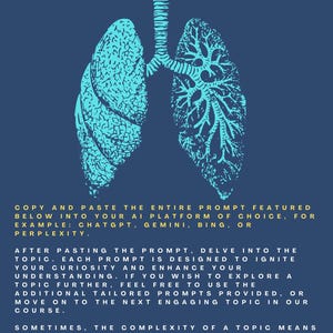 May include: A blue illustration of lungs with the text "Expiration Explained and Simplified". The text below the image explains how to use the prompt to learn more about the topic of expiration.