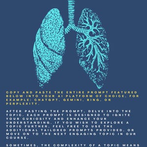 May include: A diagram of the human lungs, with the text "ACID-BASE MANAGEMENT" at the top. The lungs are depicted in a light blue color, with a detailed illustration of the bronchial tree. The text below the image provides instructions for using the image with an AI platform.