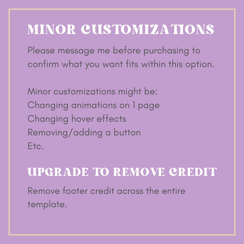 Customizations for Wix Templates Etsy