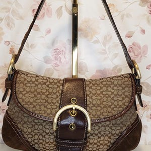 Vintage COACH Y2K Soho Jacquard Signature Logo Canvas & Brown