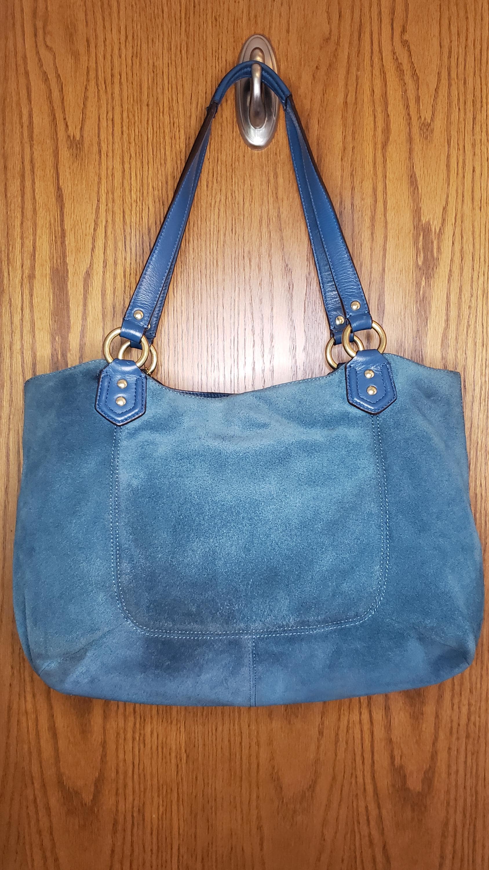 Vintage COACH Campbell Belle Turquoise Teal Suede Carryall