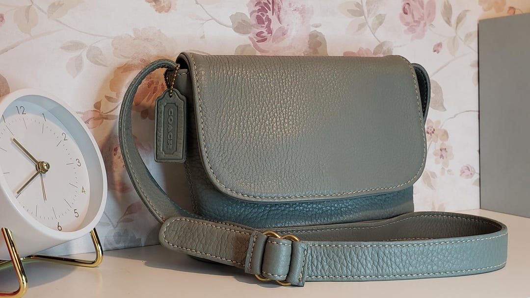 Vintage COACH Y2K Sonoma Small Flap Pebbled Leather Aqua Seafoam