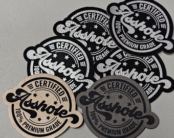 Kunstleder Certifikat Asshole Patch, Hitze aktiviertes Snarky Emblem