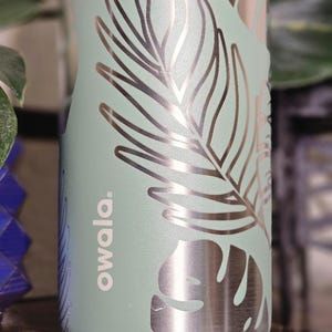 Grawerowana butelka Monstera Owala | Spersonalizowany kubek na wodę z tropikalnym liściem zdjęcie 1