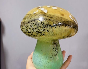 Mini Mushroom Decor,Healing Crystal Decor,Gemstone Mushroom Hand Blown Glass Mushroom Ornament Plant Housewarming Gift, Plant Lover Gift