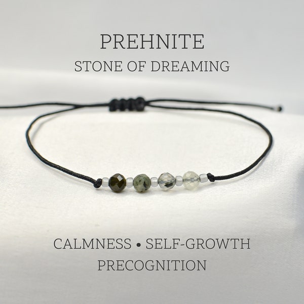 4mm Prehnite Bracelet | Prehnite Jewelry | Green Prehnite | Prehnite Protection | Nightmares relief | Minimalist Delicate Healing Bracelet