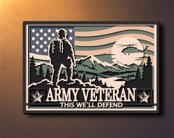 Veteran American Flag Multilayer SVG,Laser Cut,Paper Cut File,CNC,3D Mandala