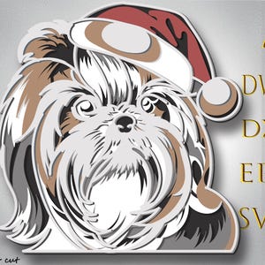 Weihnachten Shih Tzu Multilayer SVG,Shih Tzu Laser geschnitten Datei,Vogel 3D Schicht,Sperrholz schneiden, Papierschnitt,SVG Datei 3D Mandala,Chrisrmas Wohnkultur