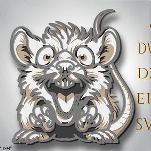 Ratte Multilayer-Svg, Ratte 3D-Schicht-Svg, Laser geschnitten, Papierschnitt, Ratte DXF, Ratte für Cnc, Ratte Mandala Holzschnitt, Ratte Lightburn, SVG-Dateien, Wohnkultur