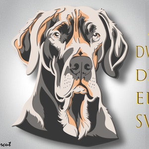 Könnte beinhalten: Eine Schwarzweißillustration eines Hundekopfes. Der Hund hat eine lange Schnauze und schlaffe Ohren. Die Augen des Hundes sind geschlossen.