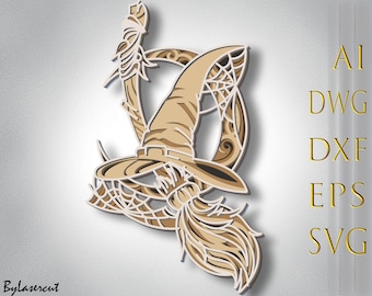 Multilayer Witch Hat SVG, Laser Cut Files