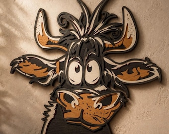 Cow multilayer SVG,Laser cut file,Paper cut,3D Layered design,Mandala plywood,CNC