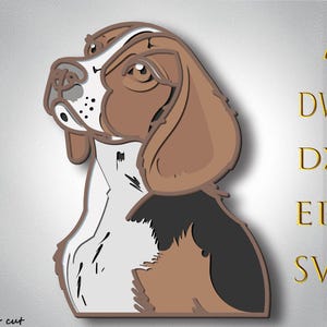 Beagle Dog Multilayer Svg, Beagle Dog taglio laser, Beagle Dog taglio carta, mandala 3d, cane cnc, compensato tagliato, Beagle Dog arredamento per la casa