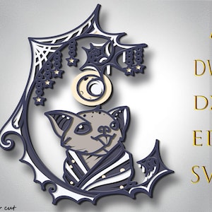 Cute Bat Multilayer  Svg,3D Layer Bat ,Laser Cut,Paper cut,Bat DXF,Bat for Cnc,Bat mandala wood cut,Bat Lightburn,Plywood cut