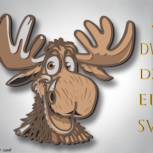 3D Cristmas Elk meerlaagse SVG, 3D-laagse eland, lasergesneden, papier gesneden, Eagle DXF, elanden voor CNC, houtsnede haan mandala, eland Lightburn, multiplex gesneden
