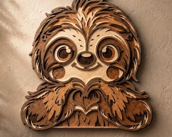 Sloth multilayer SVG,Laser cut file,Paper cut,3D Layered design,Mandala plywood,CNC