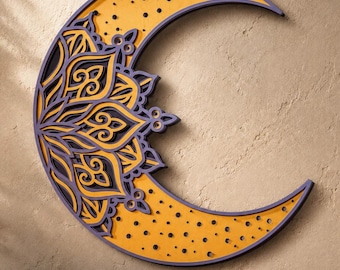 Moon multilayer SVG,Laser cut file,Paper cut,3D Layered design,Mandala plywood,CNC