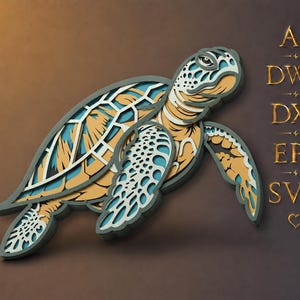 Tortuga multicapa SVG, corte láser, archivo de corte de papel, mandala en capas 3D, plantilla digital