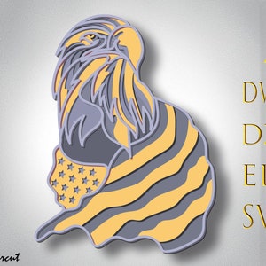 Vaterländischen Adler 3d überlagert svg, 3D Schicht Adler, Laser-Schnitt, Papierschnitt, Adler DXF, Adler für Cnc, Adlermandala Holzschnitt, Adler Lightburn, SVG-Dateien