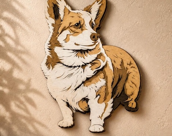 Corgi Dog Multilayer SVG,Laser Cut,Paper Cut File,Digital Template,Home Decor