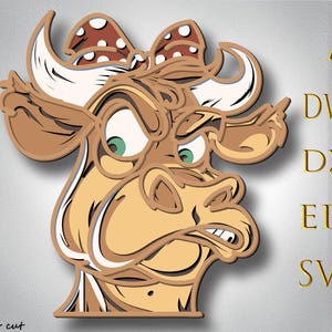 3D koe moeder meerlaagse SVG, 3D-laag koe, lasergesneden, papier gesneden, koe DXF, koe voor CNC, koemandala houtsnede, koe Lightburn, schattige boerderijdieren