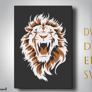 Leeuw 3D-gelaagde svg, 3D-laag leeuw, leeuw lasergesneden, papier gesneden, leeuw DXF, leeuw voor CNC, houtsnede leeuw mandala, leeuw Lightburn, 3D-svg-bestanden