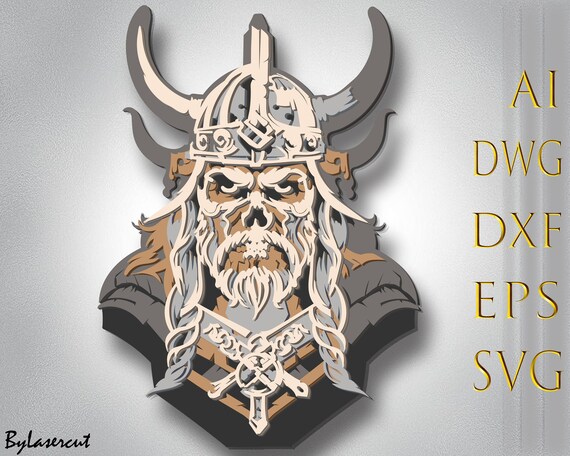 Viking Skull Multilayer SVG,Laser Cut,Paper Cut File,CNC,3D Mandala,Plywood Cutting