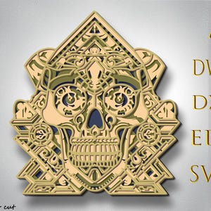 Schädel 3D Mandala SVG-Dateien, Dekoration Laserschnitt, Pläne, Cricut, Glowforge, DXF-Vorlagen für CNC-Fräser