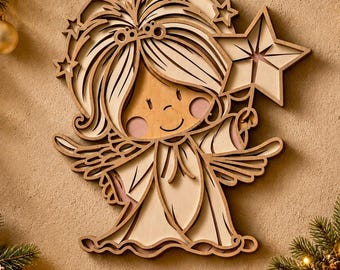 Mehrlagige Engel-SVG-Datei, Weihnachtsschnittdatei für Cricut, mehrlagige SVG-Datei, Clipart (ai, dwg, dxf, eps, svg) für Laserschnitt