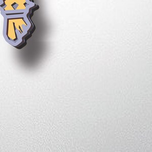 May include: A white textured background with a yellow and blue 3D crown icon in the top left corner.
