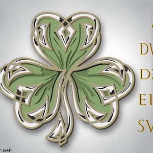 Trébol multicapa Svg, capa 3D Svg, corte láser, corte de papel, trébol de la suerte para CNC, corte de madera de mandala de trébol, Lightburn, archivos Svg, decoración del hogar
