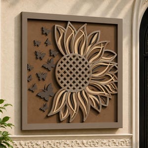 Sunflower Multilayer SVG,Laser Cut,Paper Cut Files 3D Layered Mandala,Plywood Cutting
