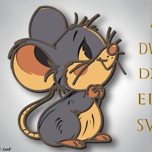Topolino carino multistrato Svg,Topolino carino a strati 3D,Taglio laser,Taglio carta,DXF,Topolino carino per CNC,Topolino carino mandala in legno tagliato,Topolino carino Lightburn