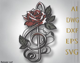 Music multilayer SVG,Laser cut file,Paper cut,3D Layered design,Mandala plywood,CNC