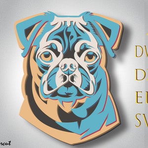 Carlin multicouche Svg, carlin 3d découpé au laser, mignon carlin découpé dans du papier, mandala 3d, chien cnc, fichiers numériques, amour de chien, coupe de contreplaqué, décoration d'intérieur carlin chien