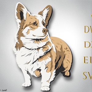 Corgi Dog multicouche Svg, chien découpé au laser, papier découpé Corgi Dog, mandala 3D, cnc Corgi Dog, contreplaqué Corgi Dog découpé, décoration intérieure