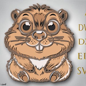 3D Beaver Multilayer Svg, 3D Layer Beaver, lasergesneden, papier gesneden, bever DXF, bever voor CNC, bever mandala houtsnede, Beaver Lightburn